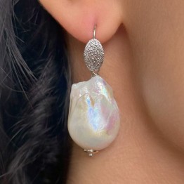 Earrings with Pearl Flamed in silver 925 ‰