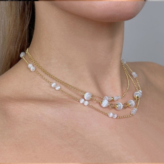 Collier a 3 Catene con Selenite