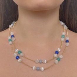 Chanel con Selenite, Angelite, Amazzonite e Lapis