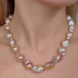 Necklace Pearl D'Acquadolce pink / flamed violets