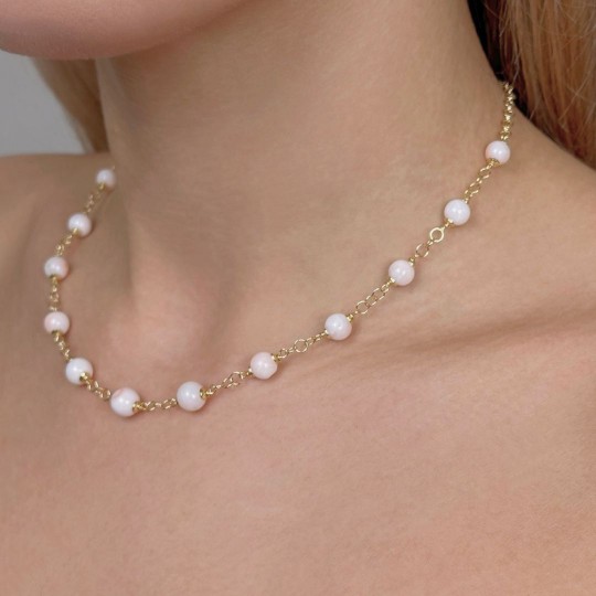 Collier con Corallo Rosato Sferico