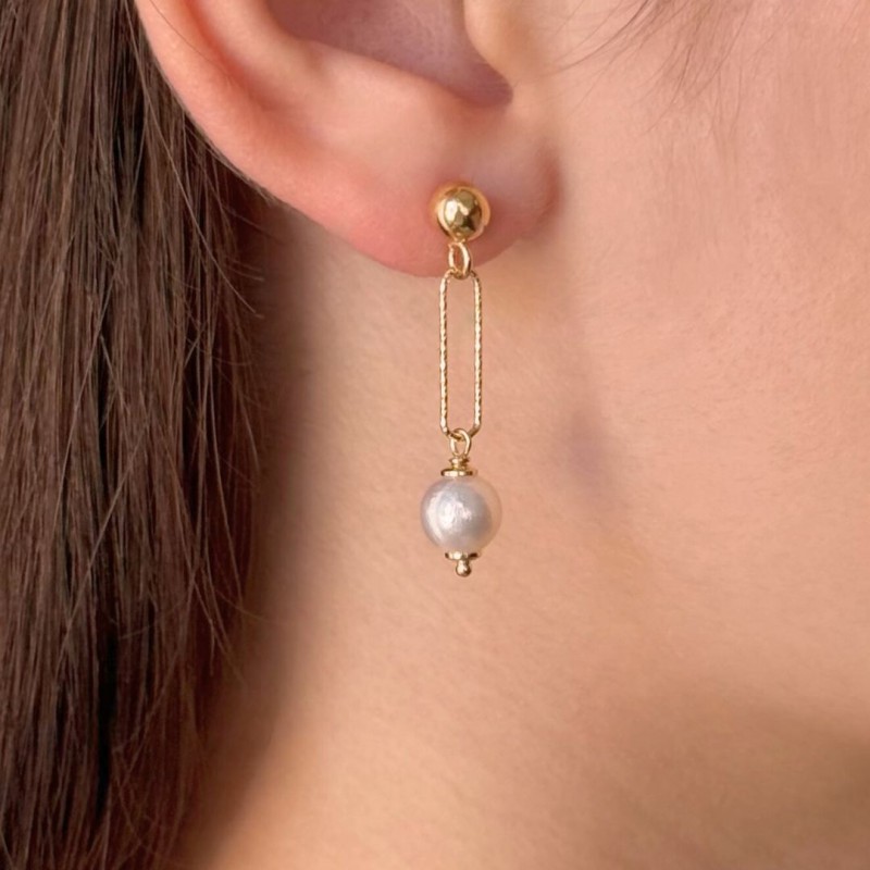 Pendant earrings with Pearl Akoya Bianche Round