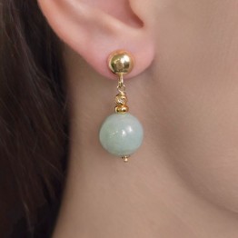 Orecchini con Giada Sferica ø 13/13,5 mm