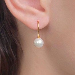 Earrings with Pearl White round Ø 8 mm