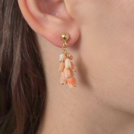 Orecchini a Grappolo con Corallo Rosa a Tulipano