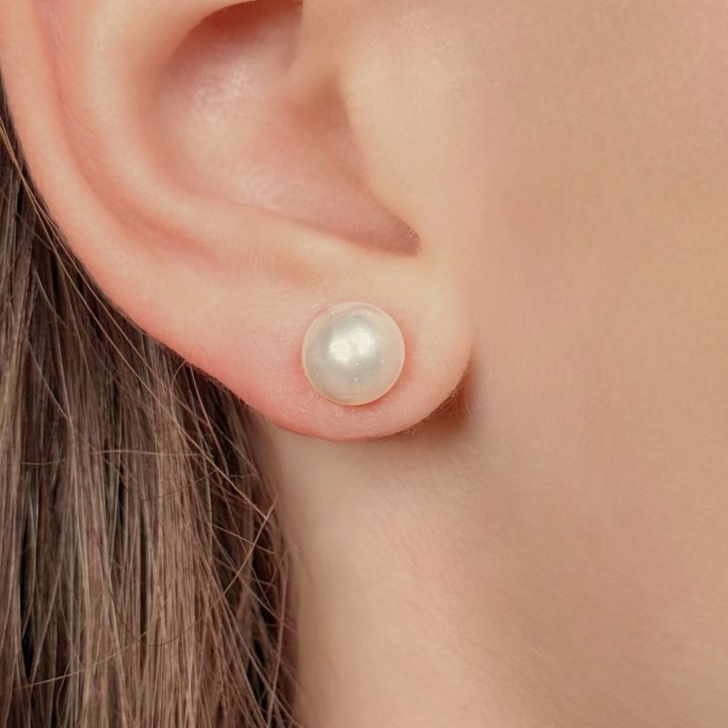 Orecchini con Perle Bianche Round ø 8/8,5 mm