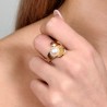 Anello con Foglia Satinata e Perla Semiround ø 8,5/9 mm