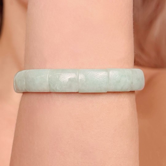 Bracciale di Giada Cabochon Rettangolare ø 11x15 mm