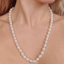 Collana Lunga di Perle Ovali ø 7/8 mm