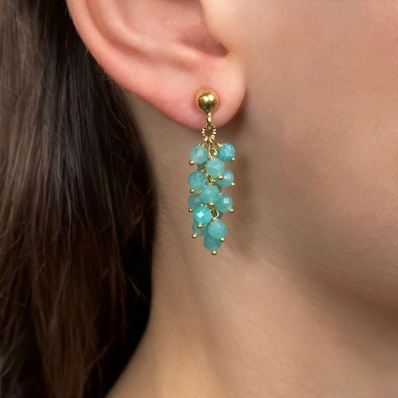 Cluster earrings with Amazonite Ø 4 mm