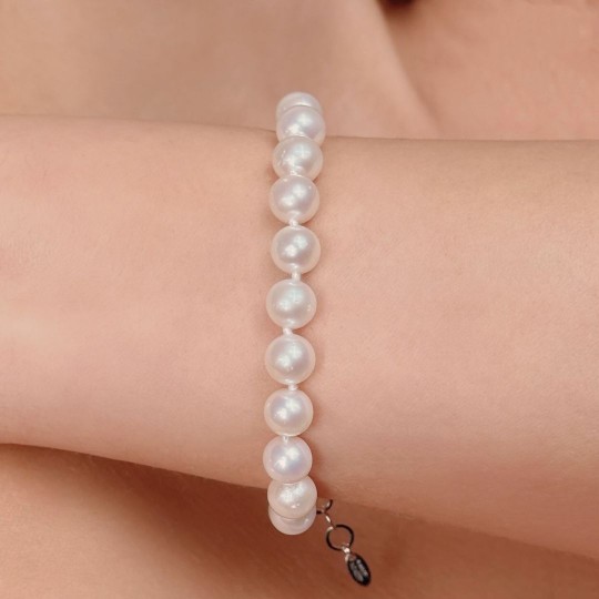 Bracciale di Perle Bianche Semiround ø 7,5/8 mm