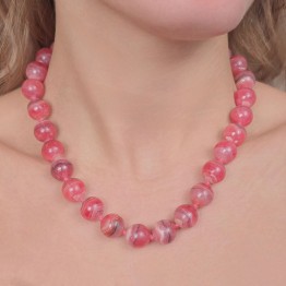 Collana di Rodocrosite Sferica ø 14 mm