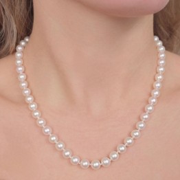Necklace Pearl White round Ø 7.5 / 8 mm