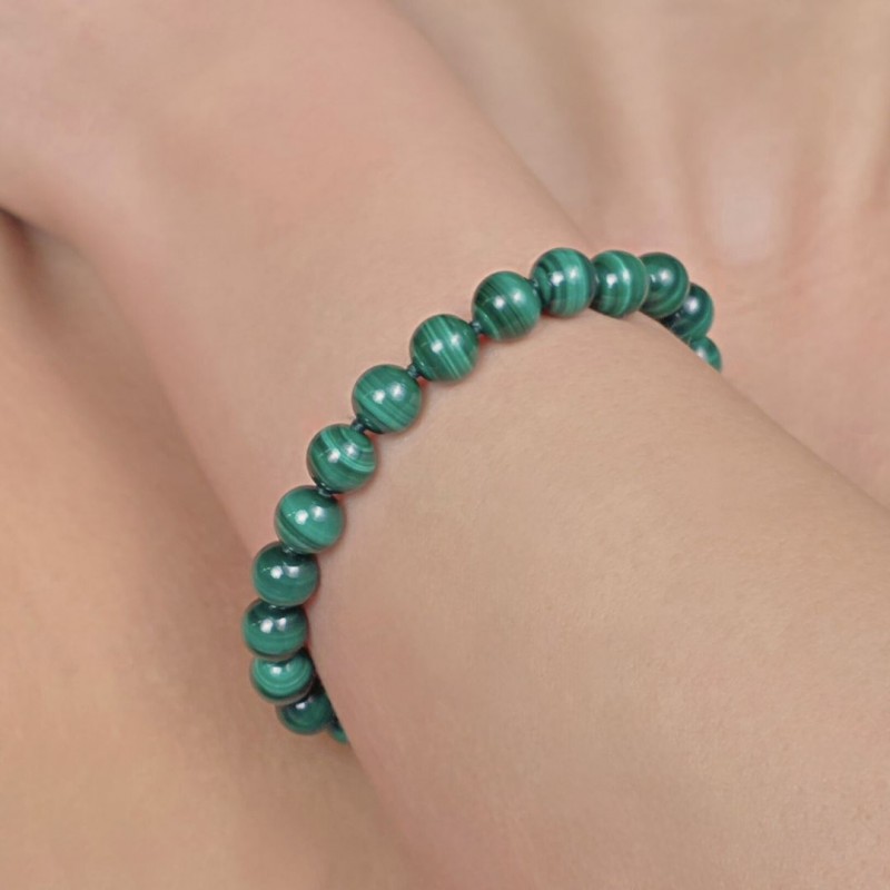 Bracciale di Malachite Sferica ø 8/8,5 mm