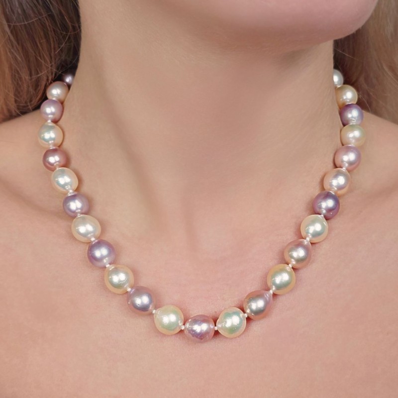Necklace Pearl Baroque with core Multicolor Ø 9/11 mm