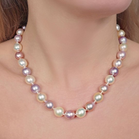 Necklace Pearl Baroque with core Multicolor Ø 9/11 mm