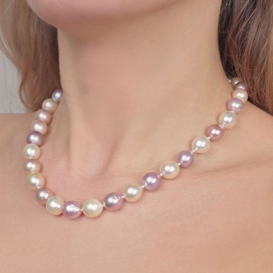 Necklace Pearl Baroque with core Multicolor Ø 9/11 mm