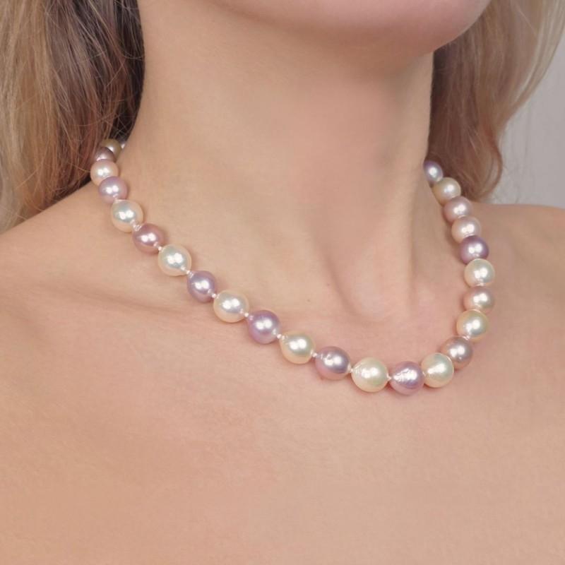 Necklace Pearl Baroque with core Multicolor Ø 9/11 mm