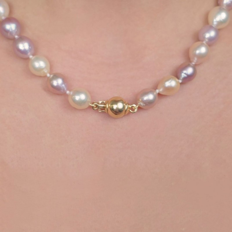 Necklace Pearl Baroque with core Multicolor Ø 9/11 mm