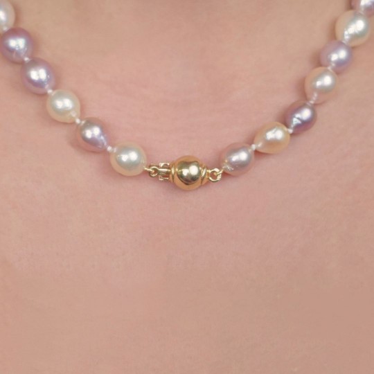 Necklace Pearl Baroque with core Multicolor Ø 9/11 mm