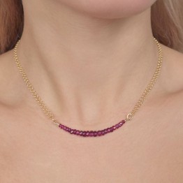 Collier a Doppia Catena con Granato ø 3/5 mm
