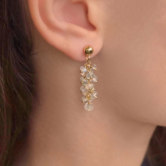 Orecchini a Grappolo con Labradorite e Acquamarina