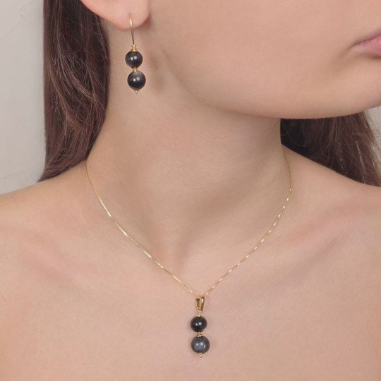 Parure: Collier e Orecchini con Berillo Nero