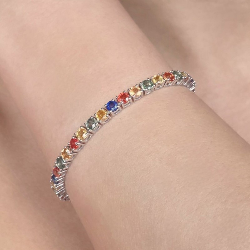 Bracciale Tennis con Zaffiri Multicolore