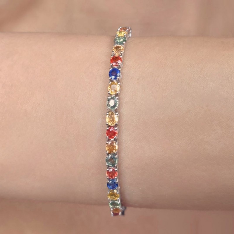 Bracciale Tennis con Zaffiri Multicolore