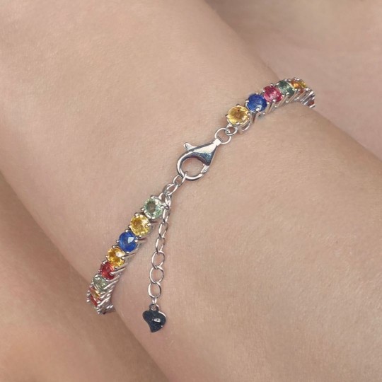 Bracciale Tennis con Zaffiri Multicolore