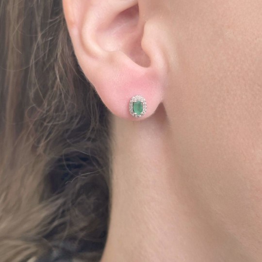 Orecchini con Smeraldo e Contorno di Topazi