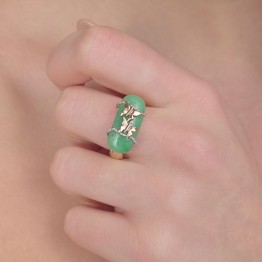 Anello con Giada e Decoro 2 Farfalle