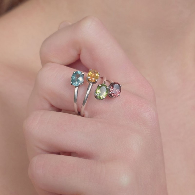 4 wire ring with Tourmaline Multicolor