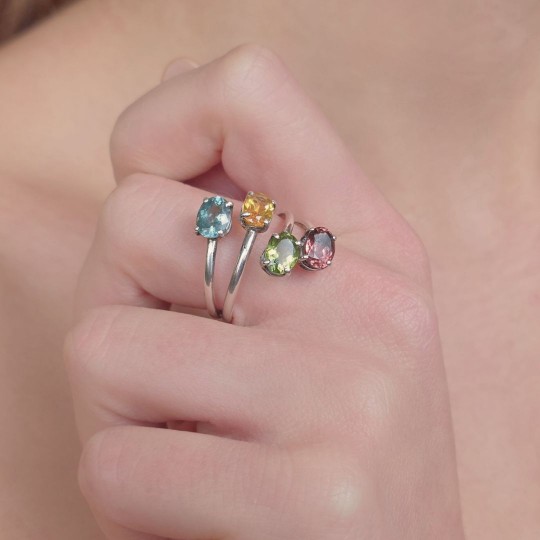 4 wire ring with Tourmaline Multicolor