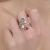 4 wire ring with Tourmaline Multicolor