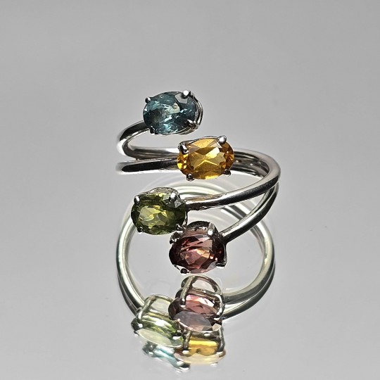 4 wire ring with Tourmaline Multicolor