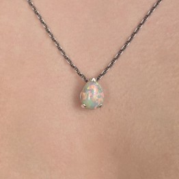 Pendente con Opale Etiope a Goccia e Catenina Brunita