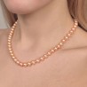 Collana di Perle Rosa Salmone Semiround ø 7/8 mm