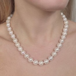 Necklace Pearl White semi-mount Ø 10/11 mm