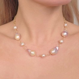 Collier with Pearl Rosa violet baroque
