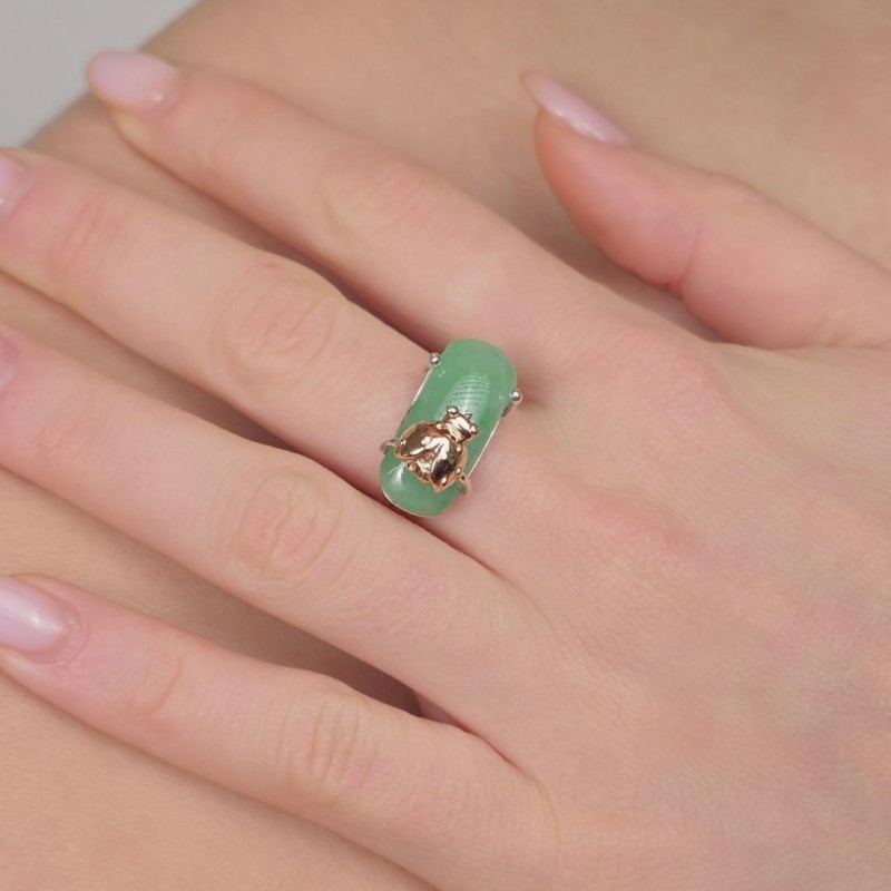 Anello con Giada e Decoro Cocinella