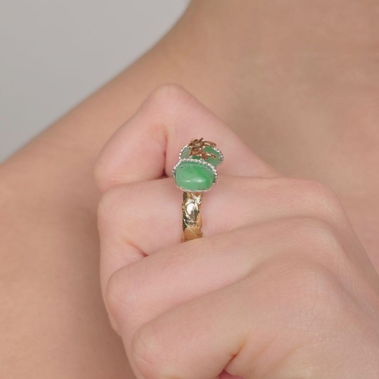 Anello con Giada e Decoro Cocinella