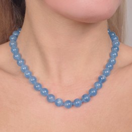 Necklace with blue calcite Ø 10 mm