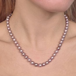 Necklace Pearl Violet semi-round Ø 7/8 mm