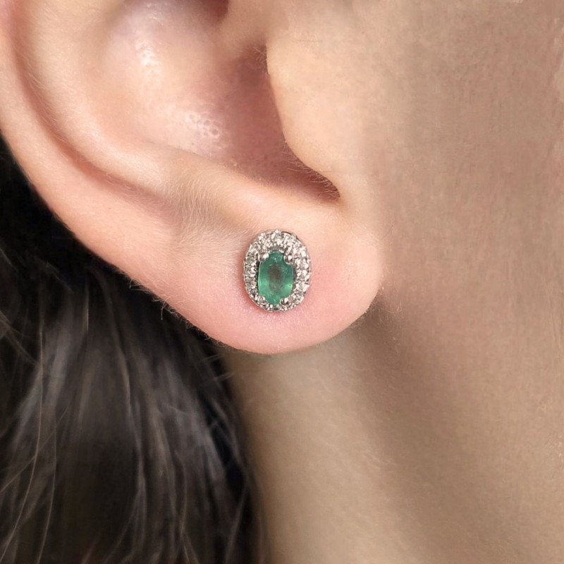 Orecchini con Smeraldo e Contorno di Topazi