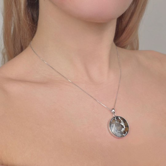Pendente Rotondo di Pallasite con Catenina