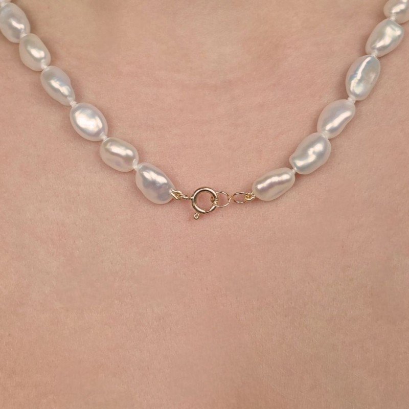 Collana di Perle Keshi Bianche ø 7,5/8 mm