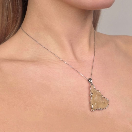 Pendente con Vetro del Deserto Libico Grezzo