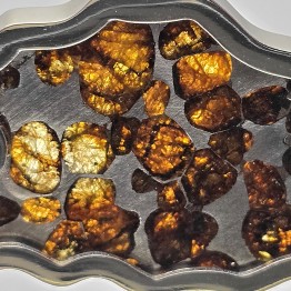 Portachiavi in Acciaio con Lastra di Pallasite 58x34 mm