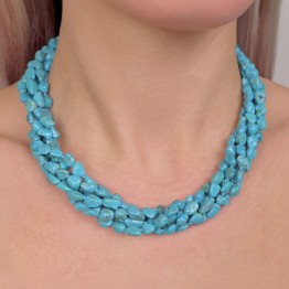 Torchon a 5 Fili di Turchese a Sassolino ø 5/6 mm